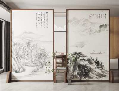 新中式屏风3D模型下载